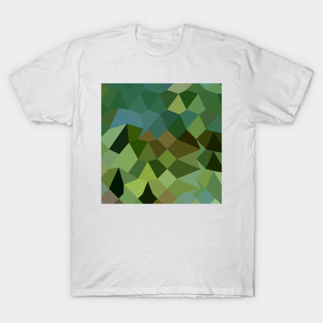 Dark Spring Green Abstract Low Polygon Background T-Shirt by retrovectors